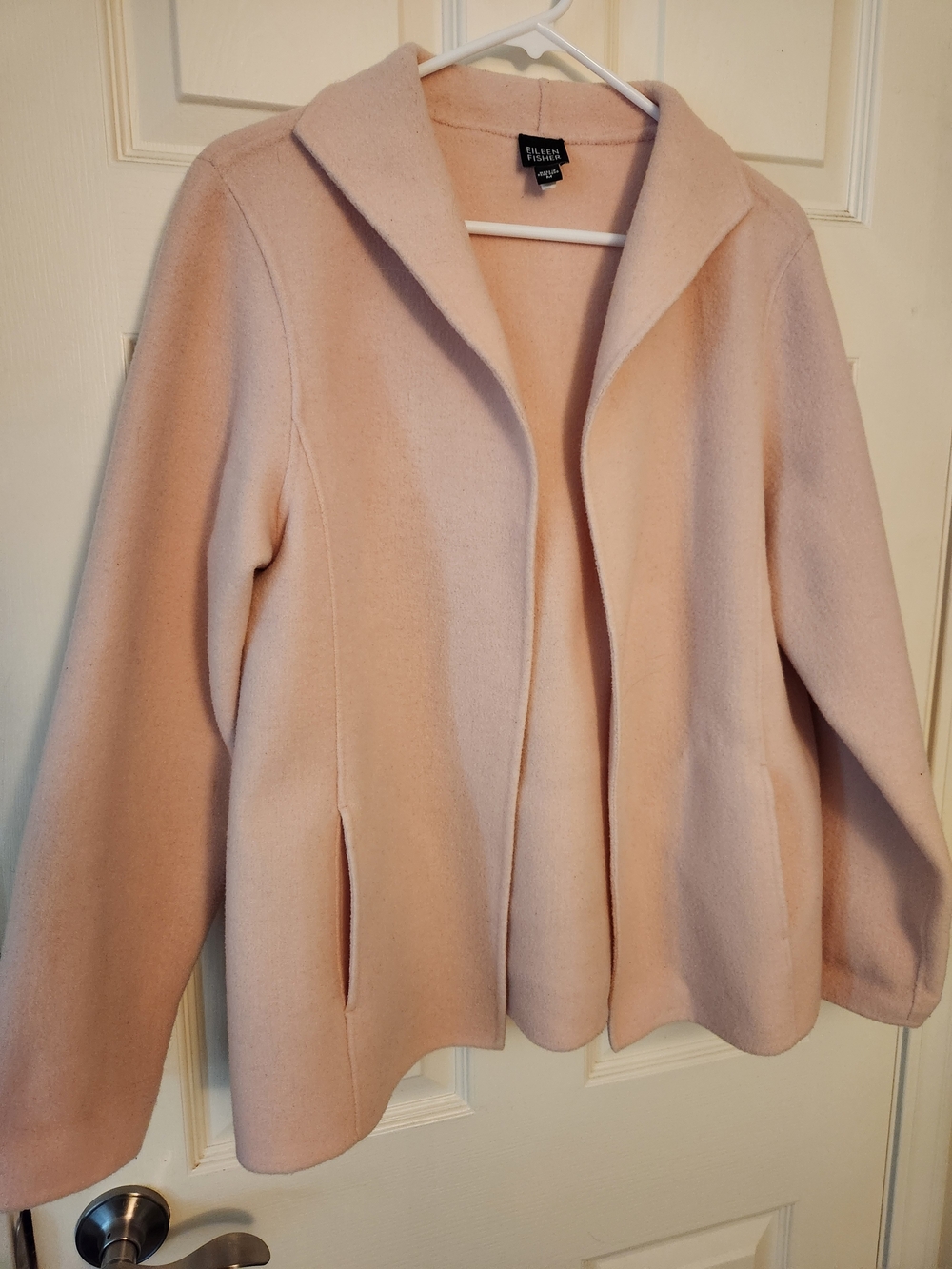 Eileen Fisher Pink Wool Blend Open-Front Jacket